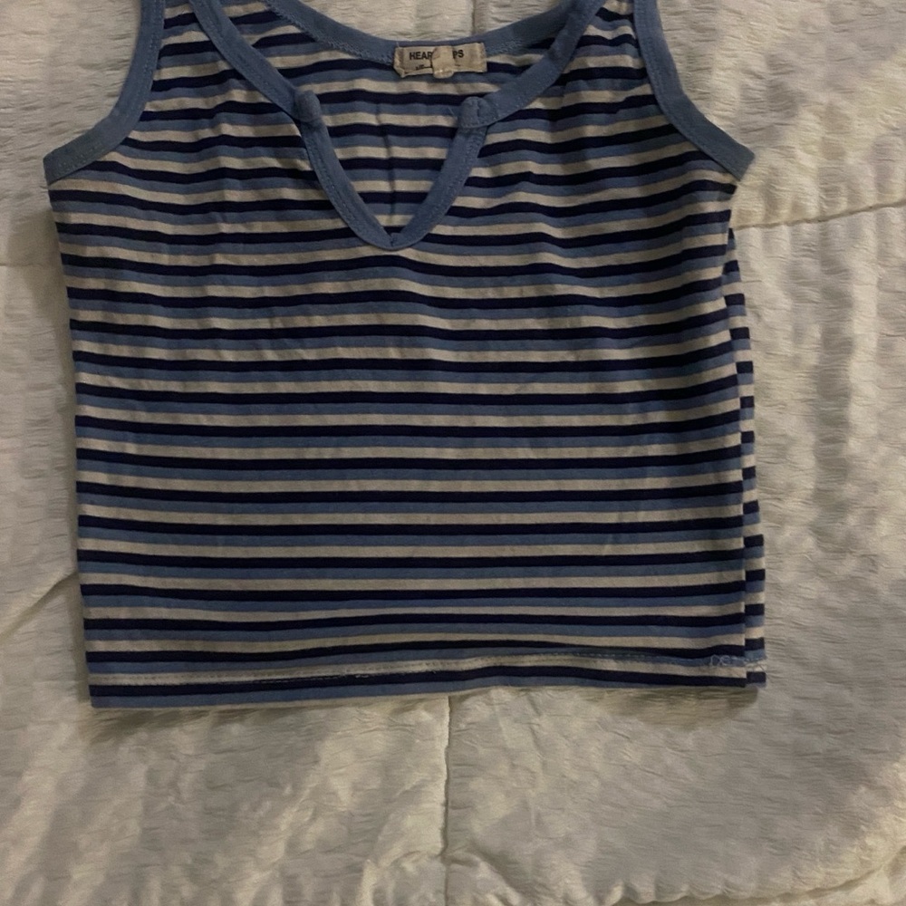 Navy and Gray Striped Tank Top